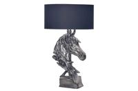 Handgemaakte tafellamp CABALLO 60cm zilverzwart metalen katoenen paardsculptuur - 43624 - thumbnail