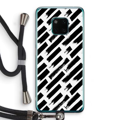Zwarte vegen: Huawei Mate 20 Pro Transparant Hoesje met koord