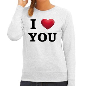 I love you valentijn sweater grijs voor dames