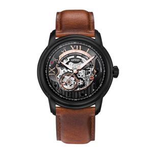 Aries Gold - Inspire "El Toro" - Herenhorloge G 9005 BK-BK (Zwart met Bruin Leren Band)