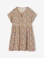Geknoopte meisjesjurk met bloemen ecru