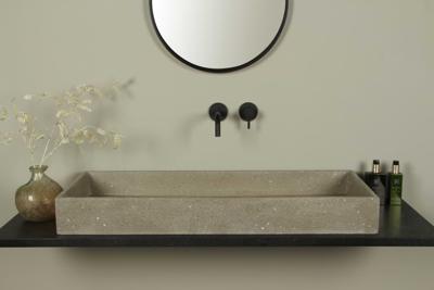 Terrazzo Waschbecken, braun, rechteckig 100×39 cm | TRZ-512bt