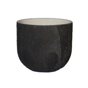 Ficonstone bloempot Cody Burned black 35x31cm.  op=op