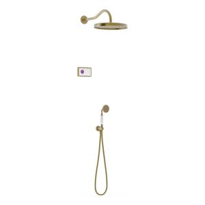 Regendouche set electronisch Tres Shower Technology Classic | Inbouw | Thermostaatkraan | 2-weg | Vintage | Messing oud mat