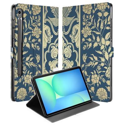 Samsung Galaxy Tab S10 FE | Tab S9 FE | Book Case | Hoesje met Standaard Beige Flowers