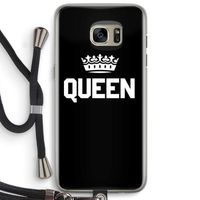 Queen zwart: Samsung Galaxy S7 Edge Transparant Hoesje met koord