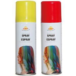 Carnaval verkleed haar verf/spray - rood en geel - spuitbus - 125 ml