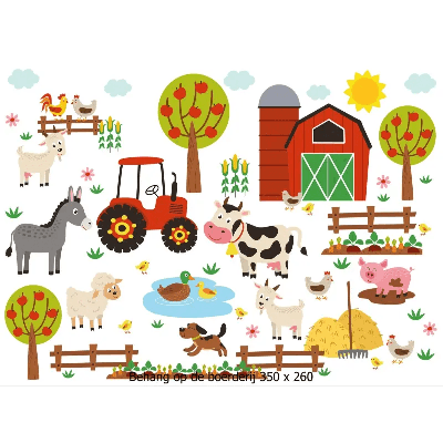 Designed4Kids wandvullend behang kinderkamer op de boerderij-350 x 260 cm