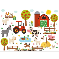 Designed4Kids wandvullend behang kinderkamer op de boerderij-350 x 260 cm