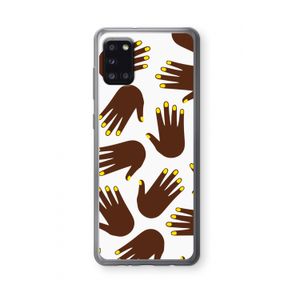 Hands dark: Samsung Galaxy A31 Transparant Hoesje