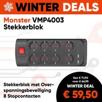 Monster VMP4003 Stekkerblok met Overspanningsbeveiliging 8 Stopcontacten