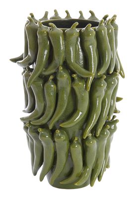 Light & Living Vaas 'Pepper' Keramiek, 39cm, kleur Donkergroen