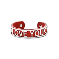 Key Moments 8KM-B00479 Bangle met tekst Love you one-size rood - thumbnail