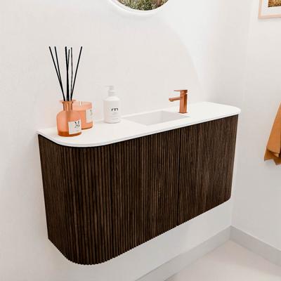 Toiletmeubel Mondiaz Joya | 83.2 cm | Meubelkleur Walnut | Faye wastafel Talc Midden | 1 kraangat Toiletmeubel Mondiaz Joya | 83.2 cm | Meubelkleur Walnut | Faye wastafel Talc Midden | 1 kraangat