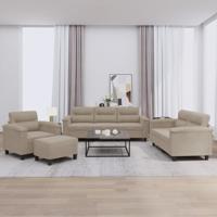 4-delige Loungeset met kussens microvezelstof taupe