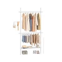 Telescopische kledingstandaard met verstelbare garderobe, mat wit