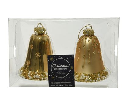 Klok glas d6.50h8cm goud a2 2st - Decoris