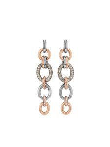 David Yurman boucles d'oreilles pendantes Mercer en or rose pavées de diamants - Argent