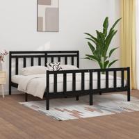 Bedframe massief grenenhout zwart 200x200 cm