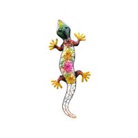 Grote metalen salamander gekleurd 42 x 17 cm tuin decoratie   -