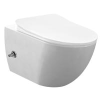 Creavit Hangend Toiletset - 35.3x51cm - Bidetsproeier warm/koud - spoelrandloos - met zitting - mat wit SW1152769/SW1152724 Creavit Hangend Toiletset - 35.3x51cm - Bidetsproeier warm/koud - spoelrandloos - met zitting - mat wit SW1152769/SW1152724