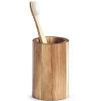 Badkamer beker/tandenborstel houder - naturel - acacia hout - 11 cm