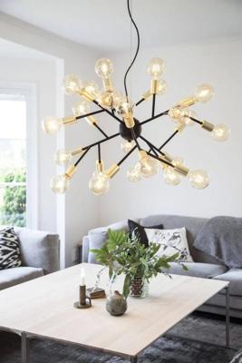 Hanglamp &apos;Heroes&apos; By Rydens zwart messing 24x E27 fitting 80 cm