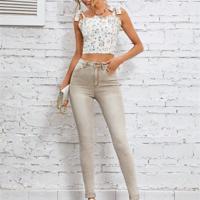 Bon&Bon Women's High Waist Skinny Jeans - Green High Stretch Denim Apricot / XS