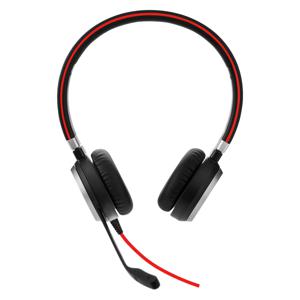 Jabra Evolve 40 MS Stereo On Ear headset Telefoon Kabel Stereo Zwart, Rood Noise Cancelling Microfoon uitschakelbaar (mute)