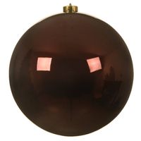 1x stuks grote kunststof kerstballen mahonie bruin 14 cm glans - Kerstbal - thumbnail