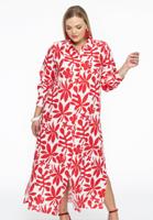 Yoek Lange jurk met knopen ANNA | Rood | Maat 58/60