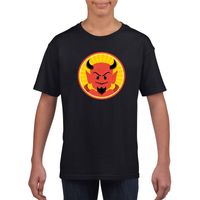 Halloween rode duivel t-shirt zwart kinderen - thumbnail