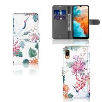 Huawei Y6 (2019) | Telefoonhoesje | Met pasjeshouder | Bird Flowers