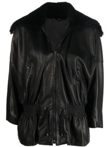 Versace Pre-Owned veste à col en peau lainée (années 1980) - Noir