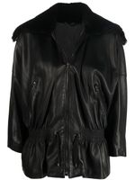 Versace Pre-Owned veste à col en peau lainée (années 1980) - Noir - thumbnail