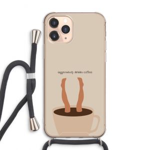 Aggressively drinks coffee: iPhone 11 Pro Max Transparant Hoesje met koord