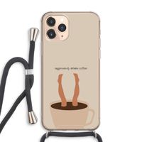 Aggressively drinks coffee: iPhone 11 Pro Max Transparant Hoesje met koord