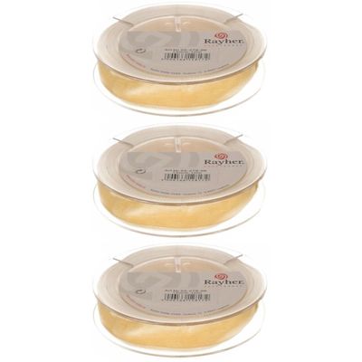 3x Hobby/decoratie creme organza sierlinten 1,5 cm/15 mm x 10 meter