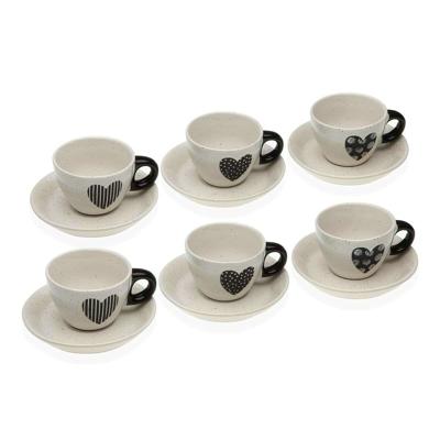 Set van 6 kopjes met schotel Versa Nathalie Keramiek Hart