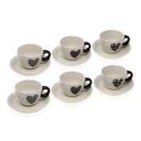 Set van 6 kopjes met schotel Versa Nathalie Keramiek Hart