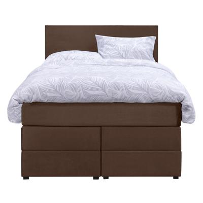 Leen Bakker - Boxspring Met Opbergruimte Liv Egaal - 120x200 Cm - Stof/Velvet - Bruin