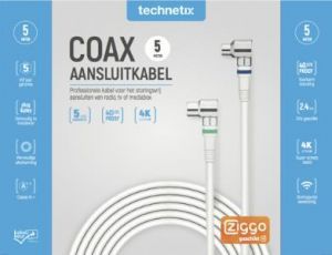 Enzo Technetics Coax aansluitkabel 5m compleet haakse plug - 2075030