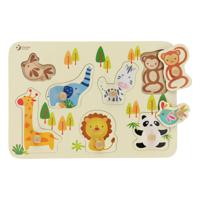 Classic World World Houten Noppenpuzzel Wilde Dieren, 7st.