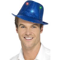 Blauwe pailletten hoedjes met LED lichtjes   -