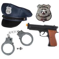 Politie agent verkleed set - 4 delig - kinderen - politiepet blauw en accessoires