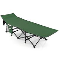 Veldbed met Zijvak Inklapbaar Campingbed Klapbed Reisligstoel Vouwbed voor Reizen Groen