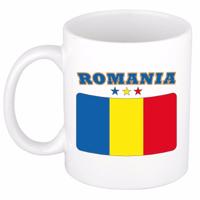Koffie mok - Roemenie - vlag print - 300 ml - wit - keramiek - Supporters - Landen - Beker