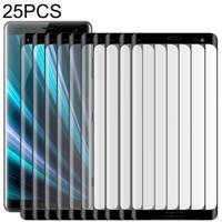 25 stuks voor Sony Xperia XZ3 0.3 mm 9H oppervlaktehardheid 3D gebogen rand volledig scherm gehard glas film (zwart)