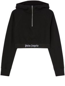 Palm Angels logo-strap cotton cropped sweatshirt - Noir