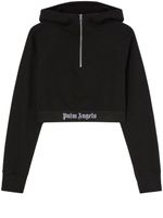 Palm Angels logo-strap cotton cropped sweatshirt - Noir - thumbnail